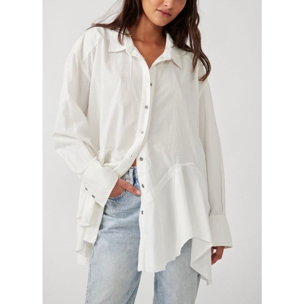 Free People We The Free Freya Poplin Tunic in Optic White Size M Boho Lagenlook